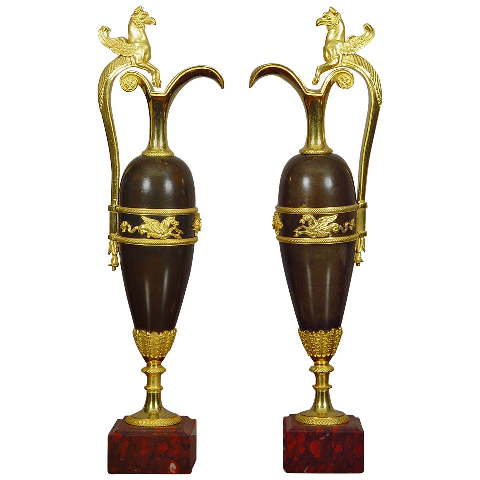 Pair of French Ormolu and Patinated Bronze Aiguillieres, circa 1810 For Sale