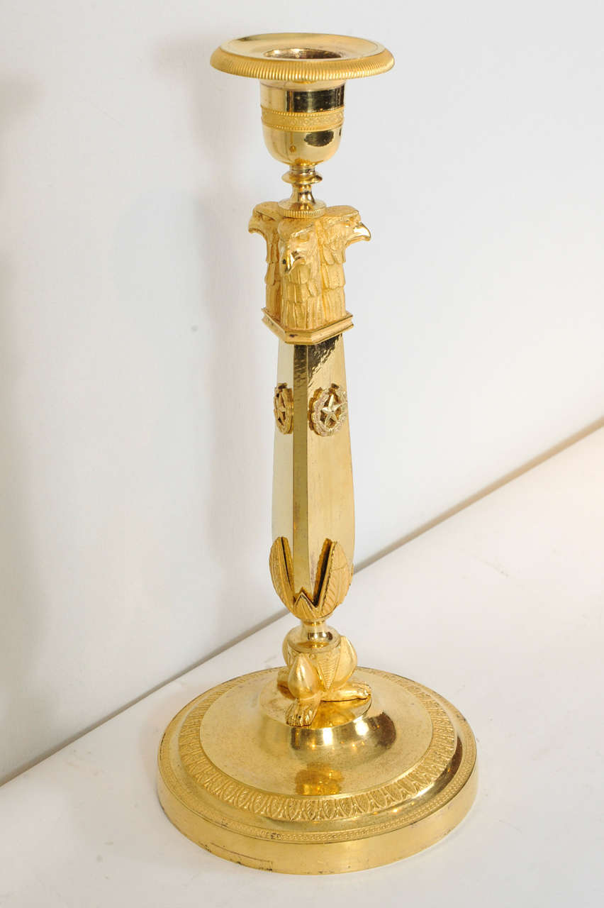 First Empire Pair of Russian Empire Candlesticks, circa 1810 For Sale