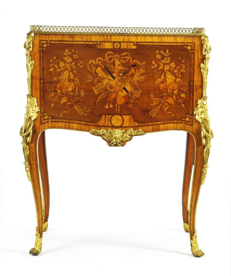 French A fine 19th century marquetry and parquetry 'bureau de dame' by Sormani, Paris. For Sale