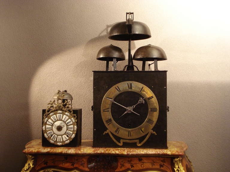 18th Century and Earlier Rare Large French Quarter Striking Morbier Wall Clock circa 1730. For Sale