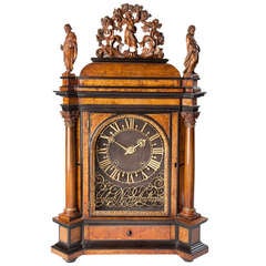 Very Rare and Important Dutch Amboina and Ebony Table Clock by Joseph Norris