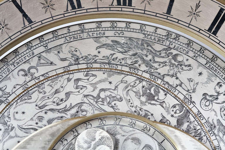 Rare and Good Dutch Burr Walnut Longcase Clock with Planisphere Dial. In Excellent Condition For Sale In Amsterdam, Noord Holland