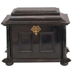 Antique A gilt-metal mounted ebony and ivory table cabinet