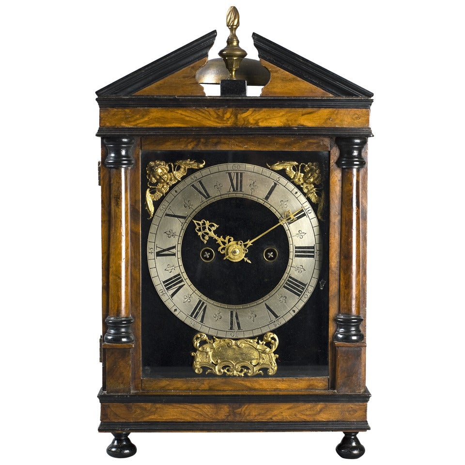 A 17th Century walnut and ebony Hague clock