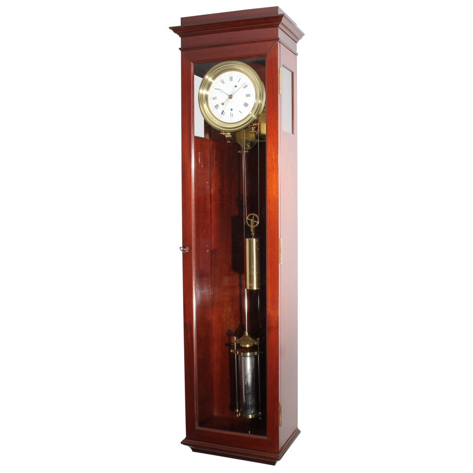 An attractive French mahogany wall regulator of month duration, circa 1840. For Sale