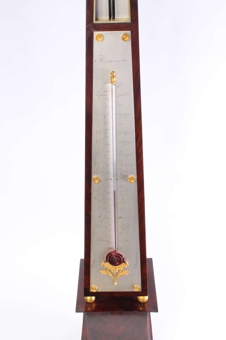 A French obelisk barometer, probably made in 1836 In Good Condition For Sale In Amsterdam, Noord Holland