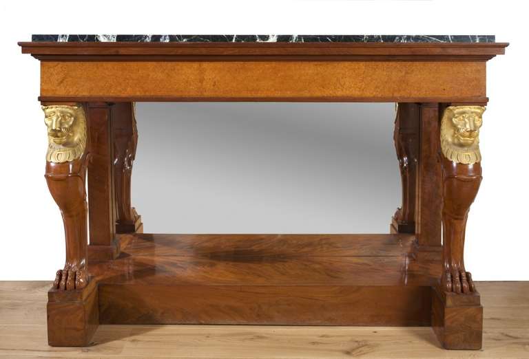 A French Empire Mahogany Ormolu Marble Console By Jacob Desmalter