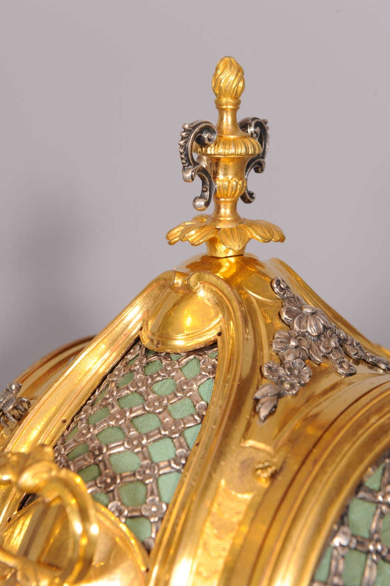 18th Century and Earlier A Silver Ormolu Pendulum Clock 'Grand Sonnerie', Stephen Rimbault, Circa 1765 For Sale