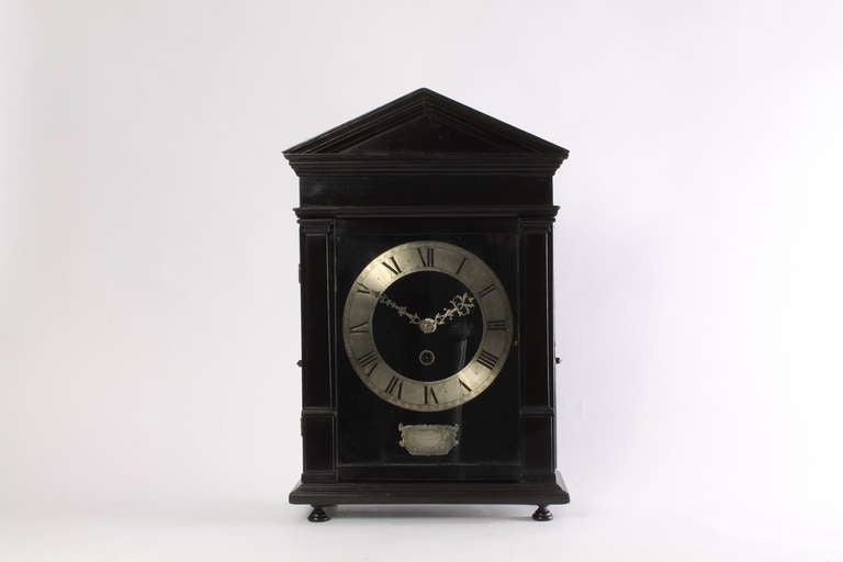 Renaissance Ebony And Silvered So-called 'hague Clock', By Christiaan Reynaert For Sale