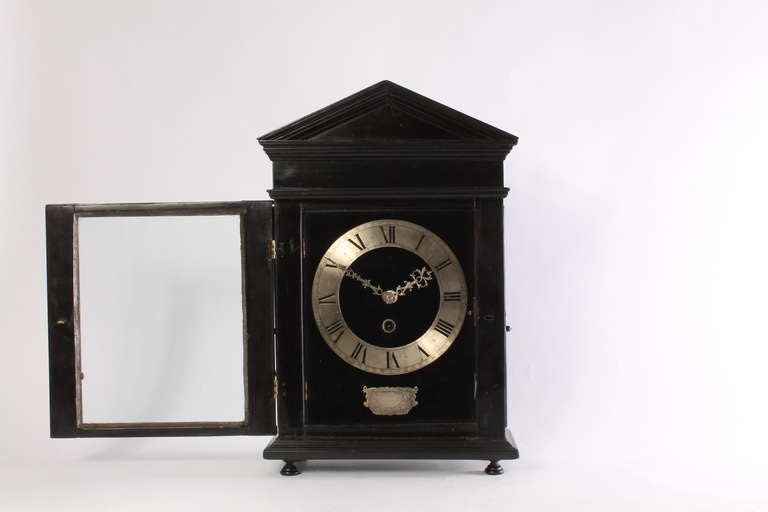 Dutch Ebony And Silvered So-called 'hague Clock', By Christiaan Reynaert For Sale