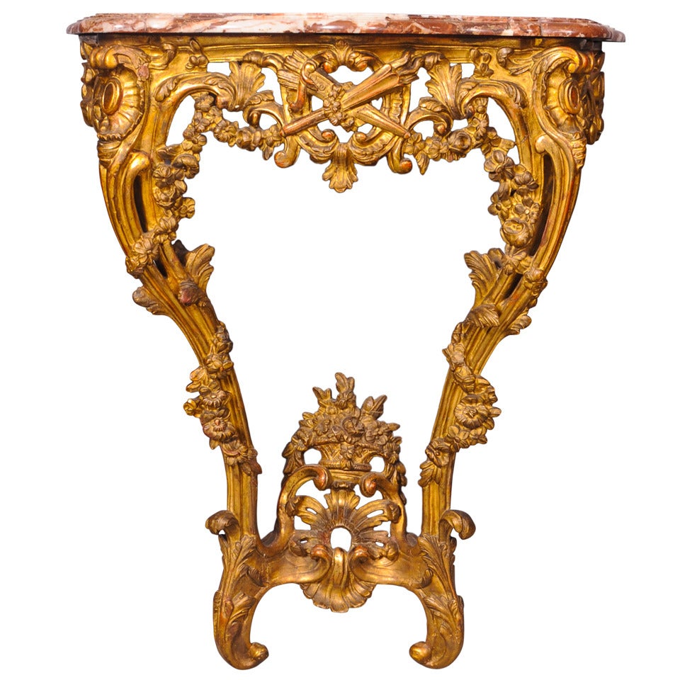 A French Transition Giltwood Console Table, Circa 1765 For Sale