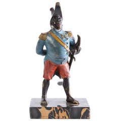 A Cold Painted Bronze Model of General Toussaint-Louverture on Portor Base, Circa 1880