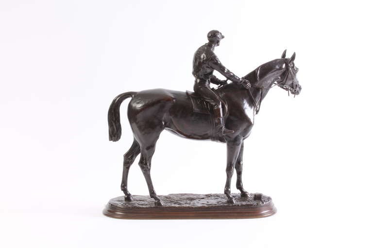 A Pair of French Patinated Bronze Jockeys, by Jules Moigniez, Circa 1870 For Sale 1