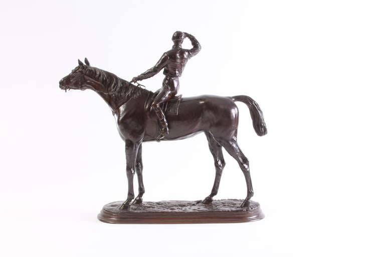 19th Century A Pair of French Patinated Bronze Jockeys, by Jules Moigniez, Circa 1870 For Sale