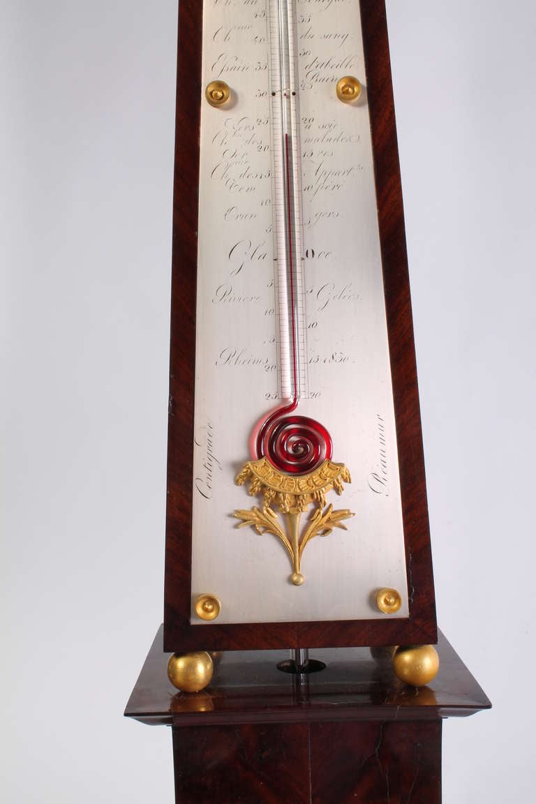 19th Century A French obelisk barometer, probably made in 1836 For Sale