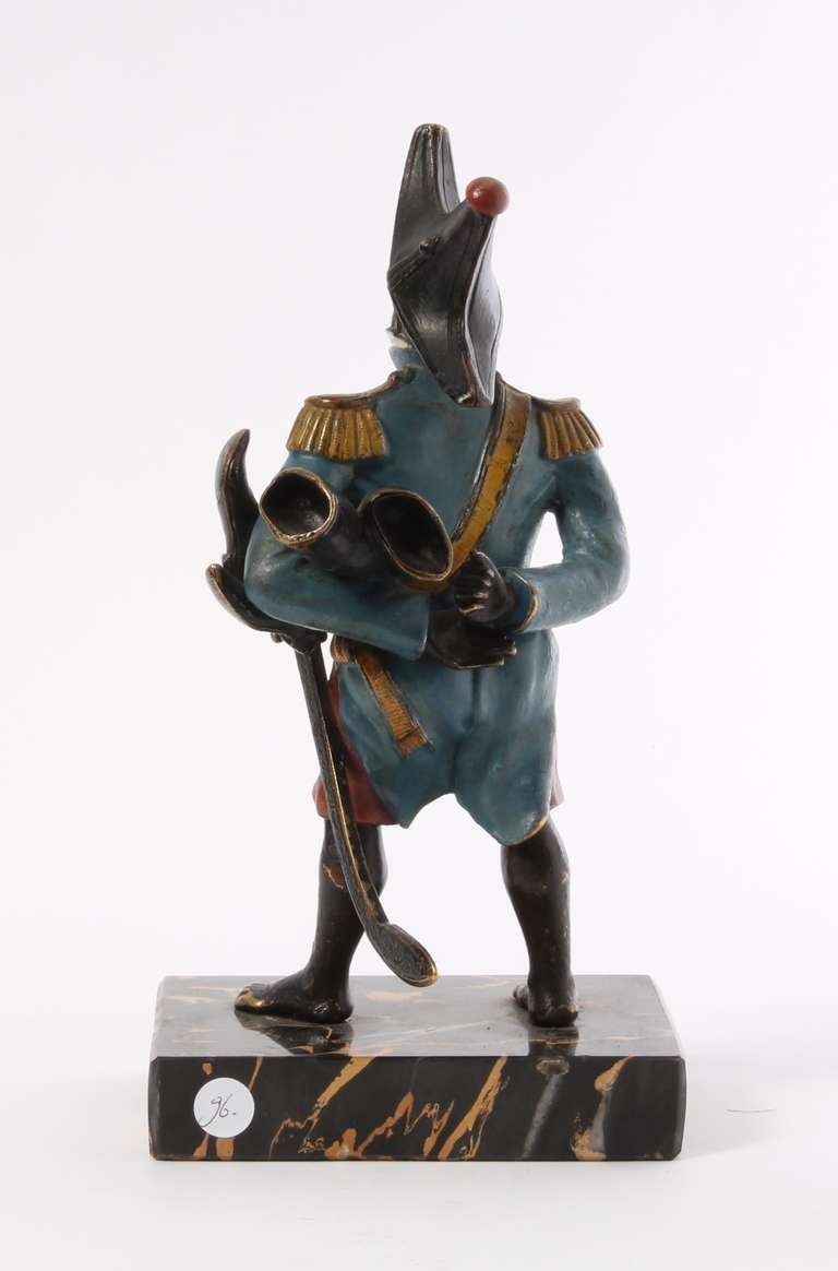 A Cold Painted Bronze Model of General Toussaint-Louverture on Portor Base, Circa 1880 For Sale 1