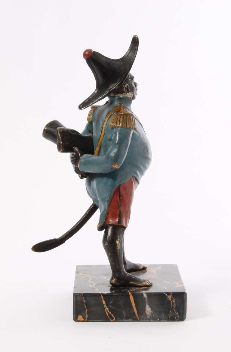 A Cold Painted Bronze Model of General Toussaint-Louverture on Portor Base, Circa 1880 For Sale 2