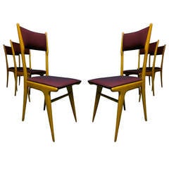 Set of Six Elm Chairs in the Style of Carlo de Carli, Italy, circa 1950 9