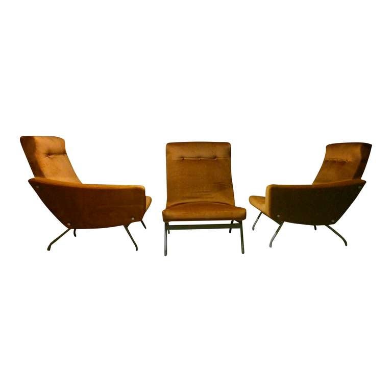 Steel Joseph André Motte Tryptic Sofa - Steiner Editions- France 1957