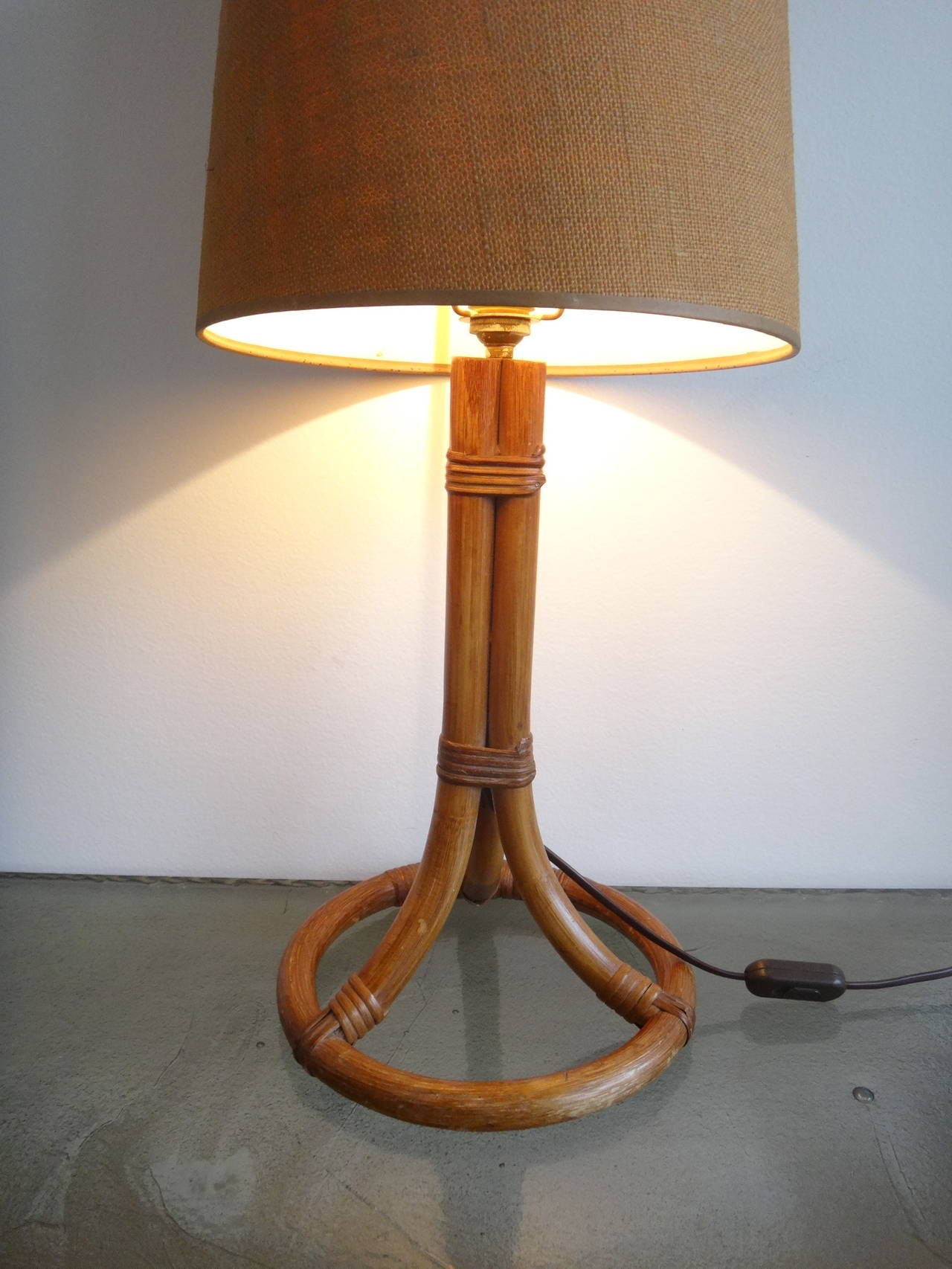Rattan Table lamp by Louis Sognot - France 1960's - Ipso Facto