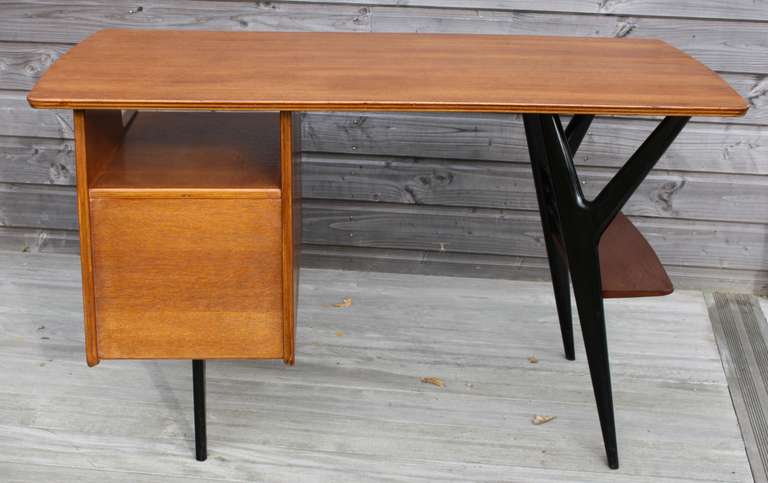 Very Rare Desk By Louis Paolozzi For Guermonprez - France 1950's ipso facto In Good Condition In New York, NY