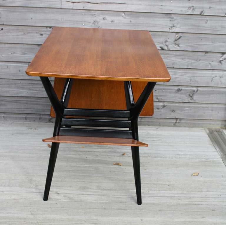 Teak Very Rare Desk By Louis Paolozzi For Guermonprez - France 1950's ipso facto