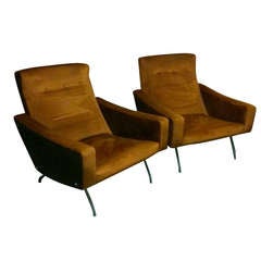 Joseph Andre Motte - Pair Of Armchairs - Steiner Editions - France 1950's