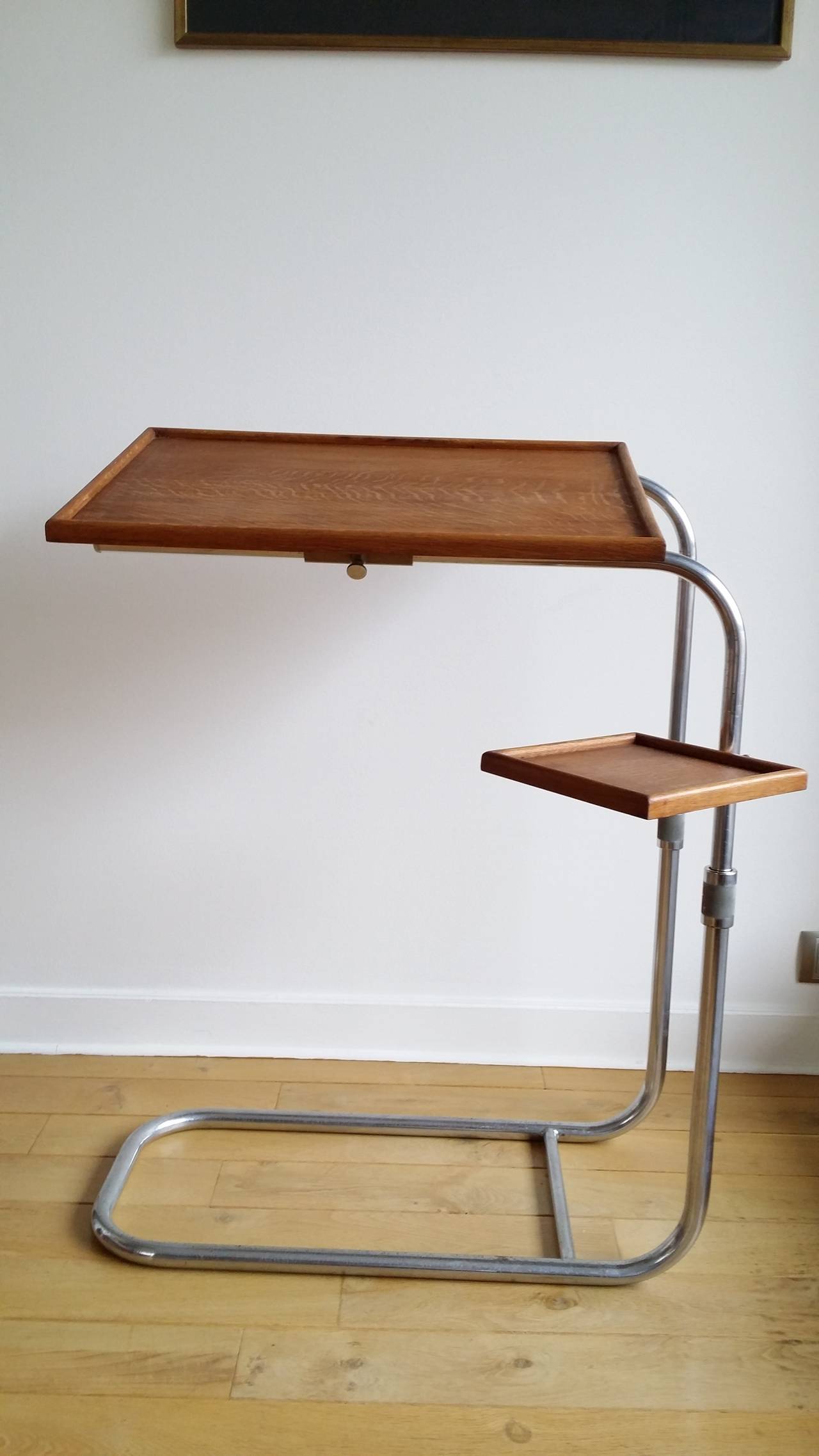 French L'adaptable two tiered adjustable table - France 1950's - Ipso Facto