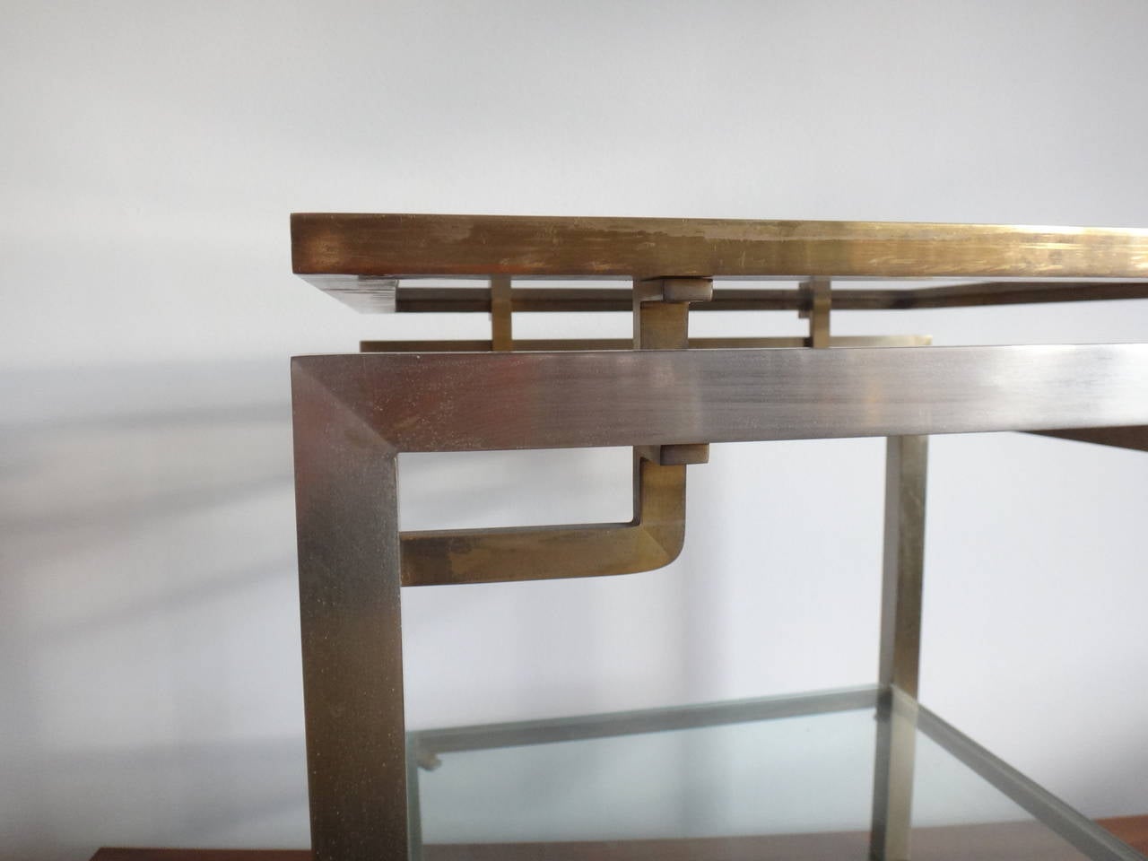 Maison Jansen brass and stainless steel table - France 1970's - Ipso Facto For Sale 2