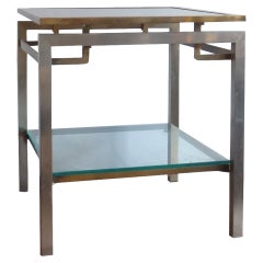 Maison Jansen brass and stainless steel table - France 1970's - Ipso Facto
