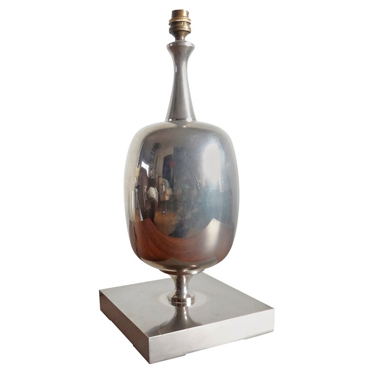 Rare Maison Barbier stainless steel lamp - France 1970's For Sale