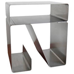 Patrice Maffei stainless steel side table for Kappa - France 1970's - Ipso Facto