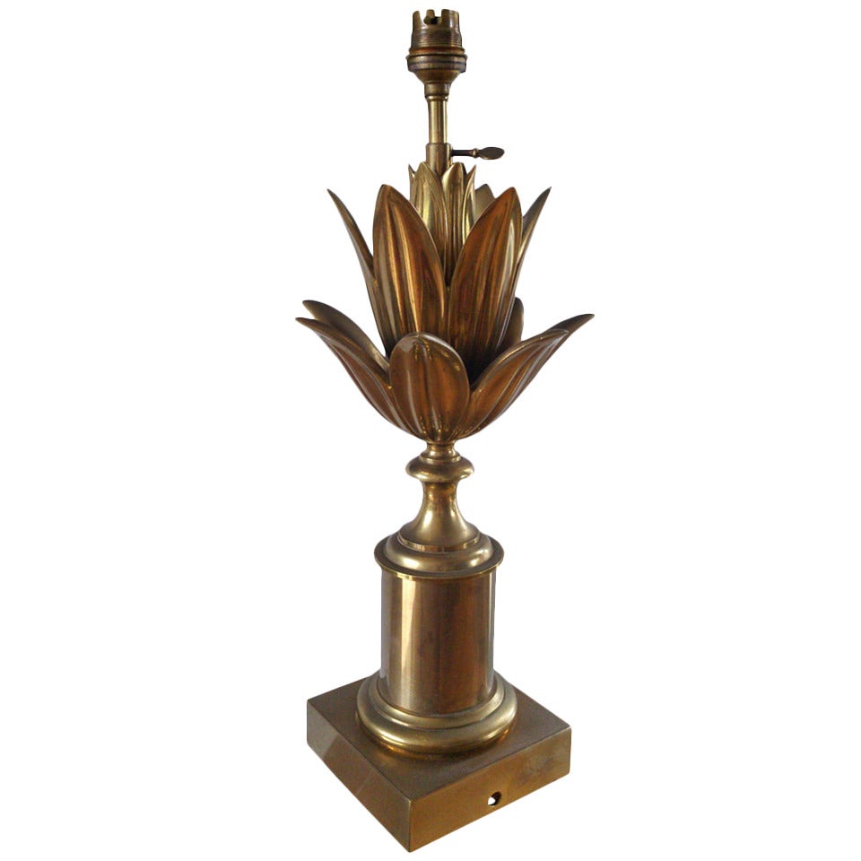 Mid-Century Brass "Lotus" Lamp by Maison Charles