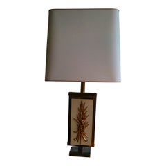 1970's brass and  beige lacquered melamine lamp - France - Ipso Facto