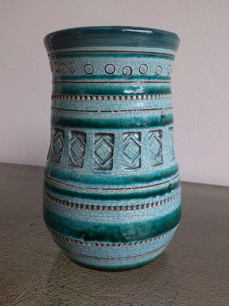shades of blue, cracked glazed clay
signed on bottom. item is currently located in Paris France