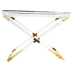 lucite and brass console att to  Philippe Cheverny - France 1970's - Ipso Facto