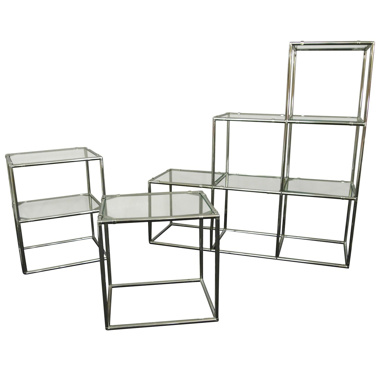 chrome bookshelf by John Siccardi - 1970's - Ipso Facto