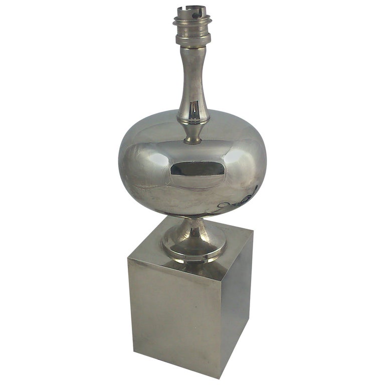 Petite Chrome Plated Philippe Barbier Lamp, France 1970s For Sale