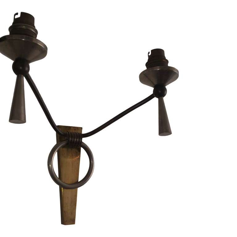 Steel Pair of sconces in the style of Adnet by Lunel - France 1960's - Ipso facto