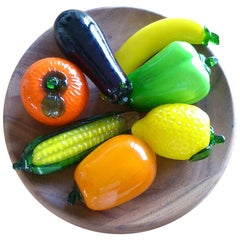 Ensemble de 7 fruits et légumes en verre - Italie 1960 - Ipso Facto
