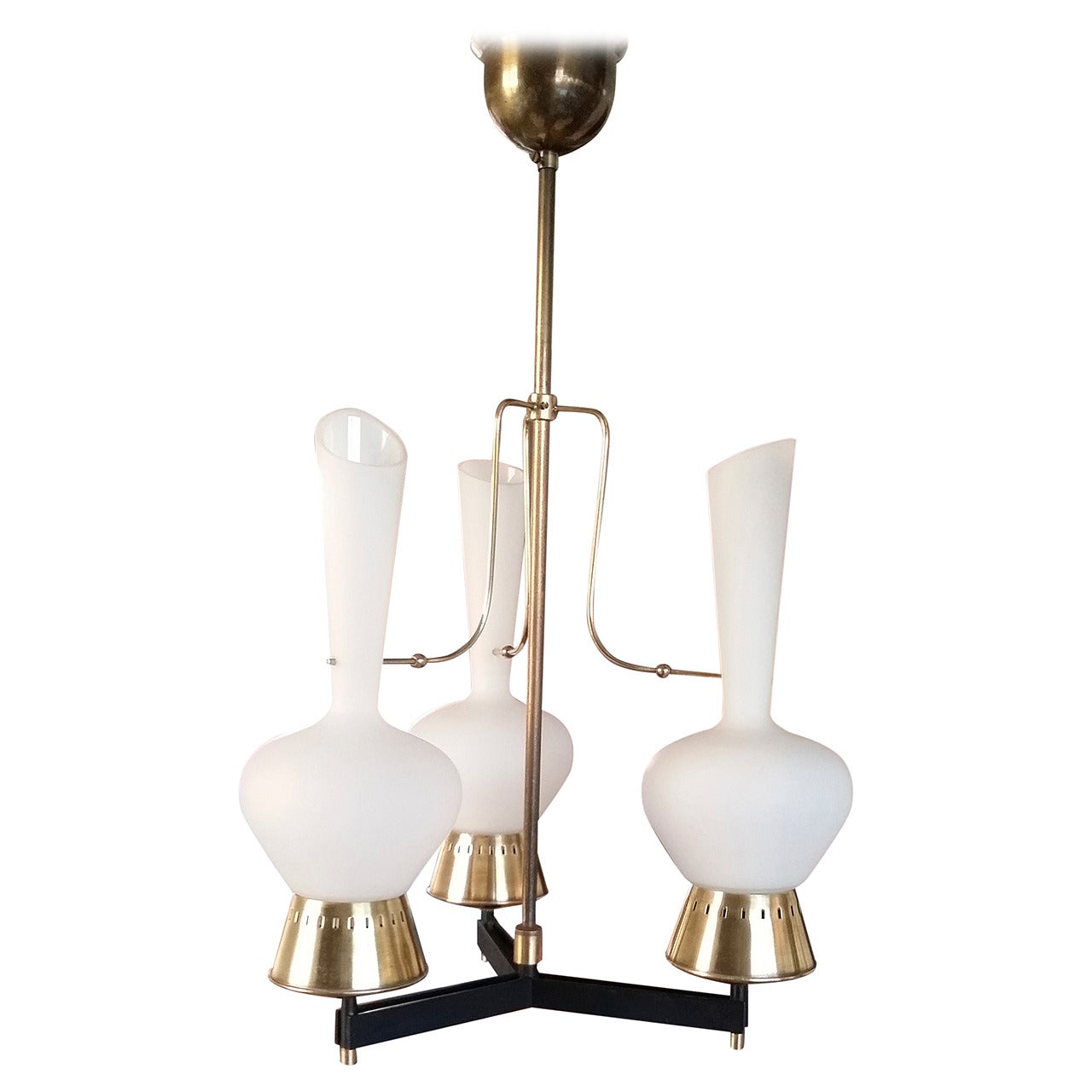 Exceptional Three-Light Chandelier Attributed to Stilnovo, Italy 1960s