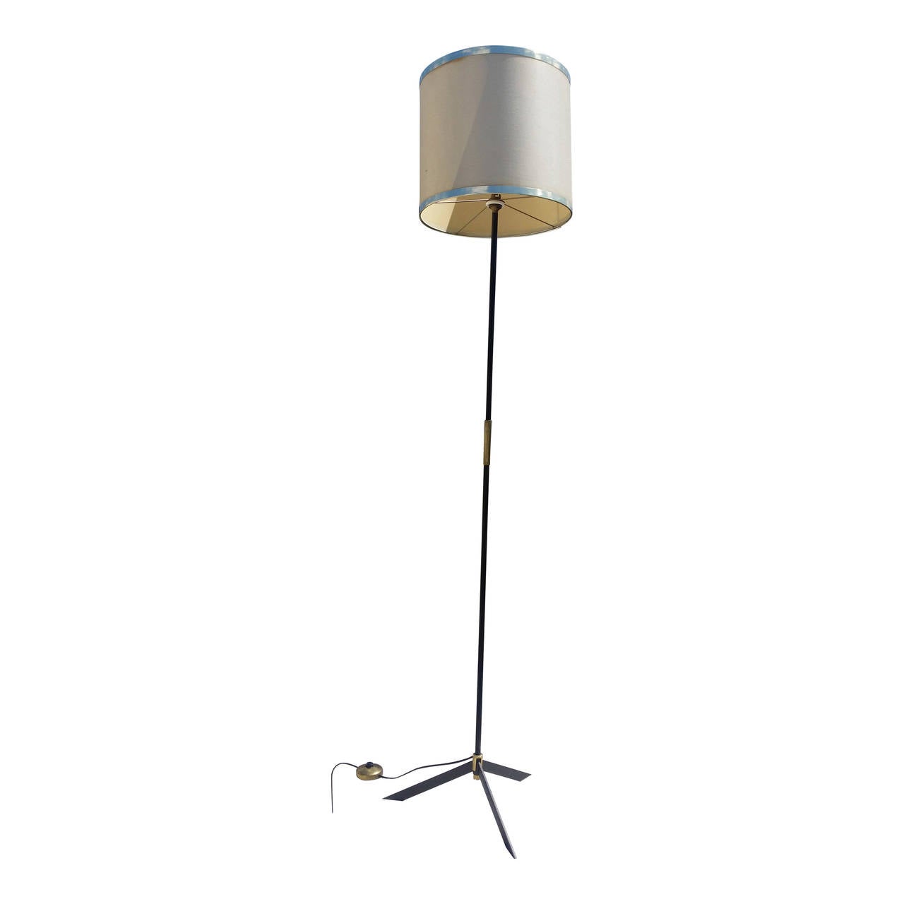 enameled steel tripod lamp floor in the style of Maison Arlus , France 1960's
brass details
European socket and wiring
 Item ships from France. Price does not include shipping, handling, customs duties or the cost of customs clearance