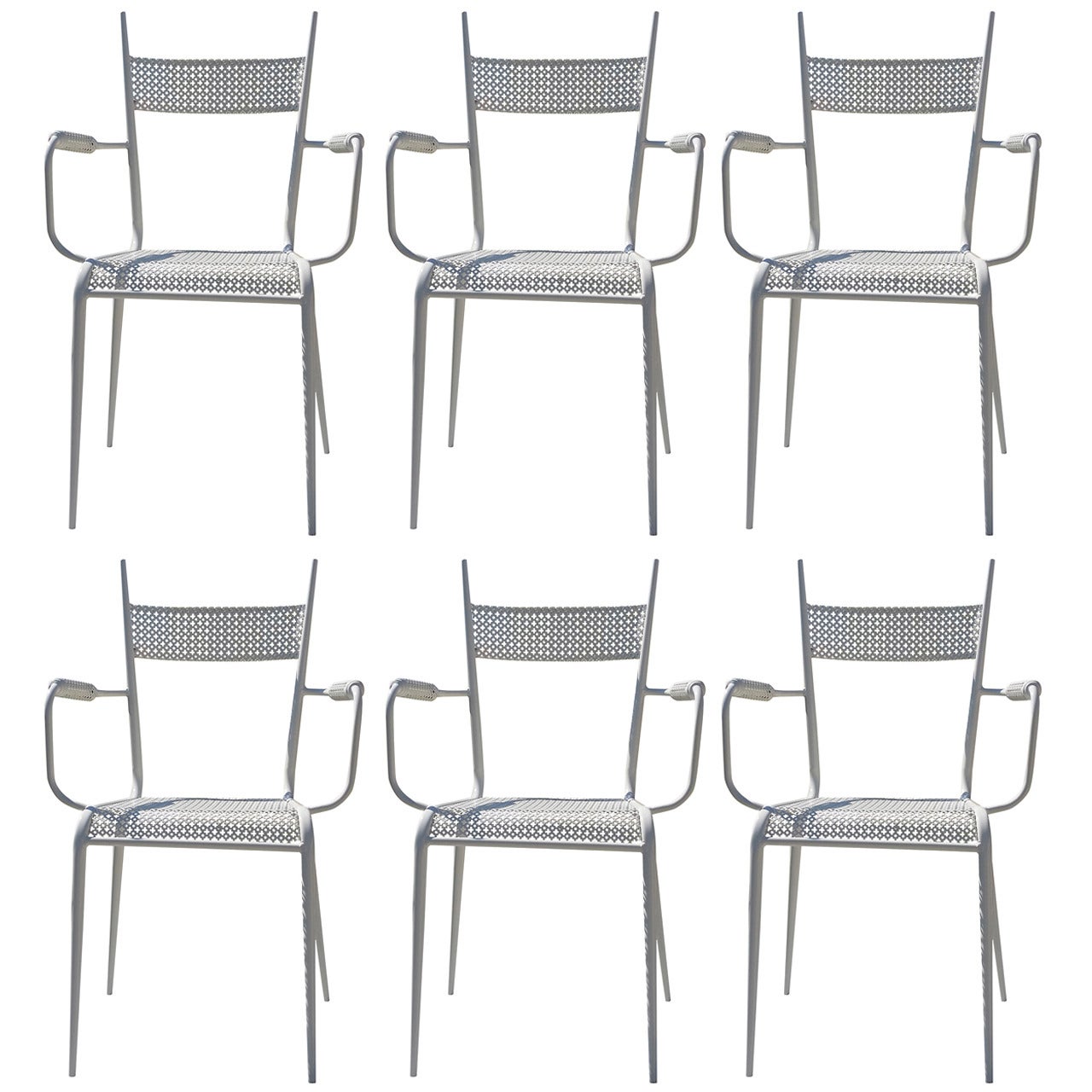 Suite of Six Rigitulle Garden Chairs attributed to Colette Gueden, France 1950s For Sale