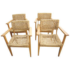 rope and beech armchairs by Audoux Minnet - France 1960's - Ipso Facto