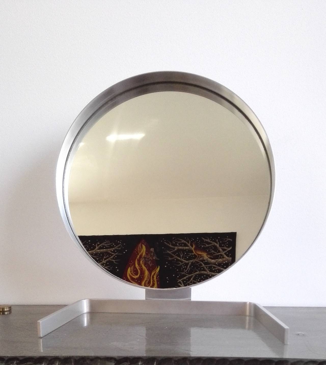 Large 1970s Vanity Mirror in Stainless Steel, France, 1970 at 1stdibs