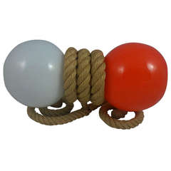Single opaline & rope sconce - Audoux Minnet - France 1960's - Ipso Facto