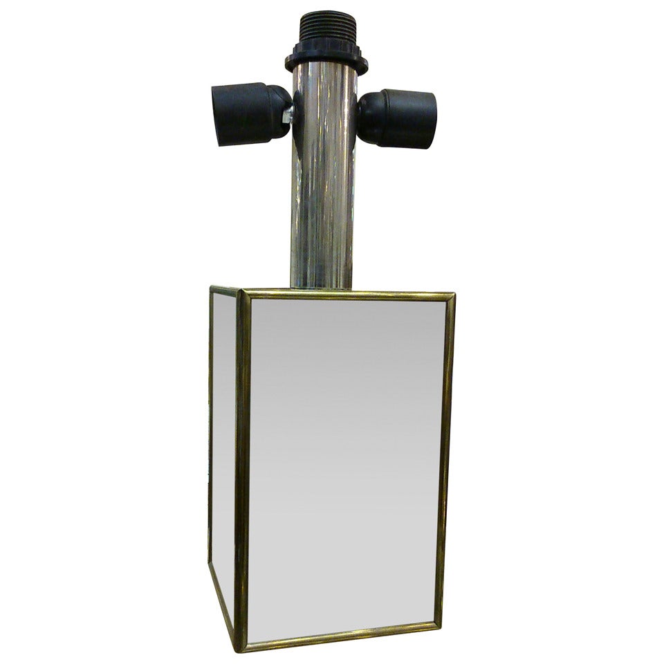 Minimalist Polished steel and brass lamp by Lancel - France 1960's - Ipso Facto