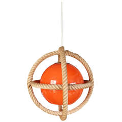 Opaline and Rope Pendant by Audoux Minnet - Golfe Juan France, circa late 1960s