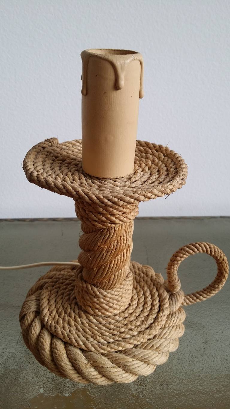 Pair of rope table lamps by Audoux Minnet - 1960's - Ipso Facto
