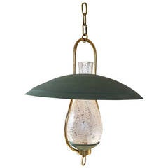Textured Glass, Brass and Steel Pendant in the Style of Stilnovo - Ipso Facto 9